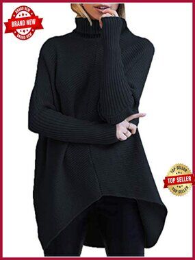 Oversized Turtleneck Sweater Batwing Tunic Knit Pullover